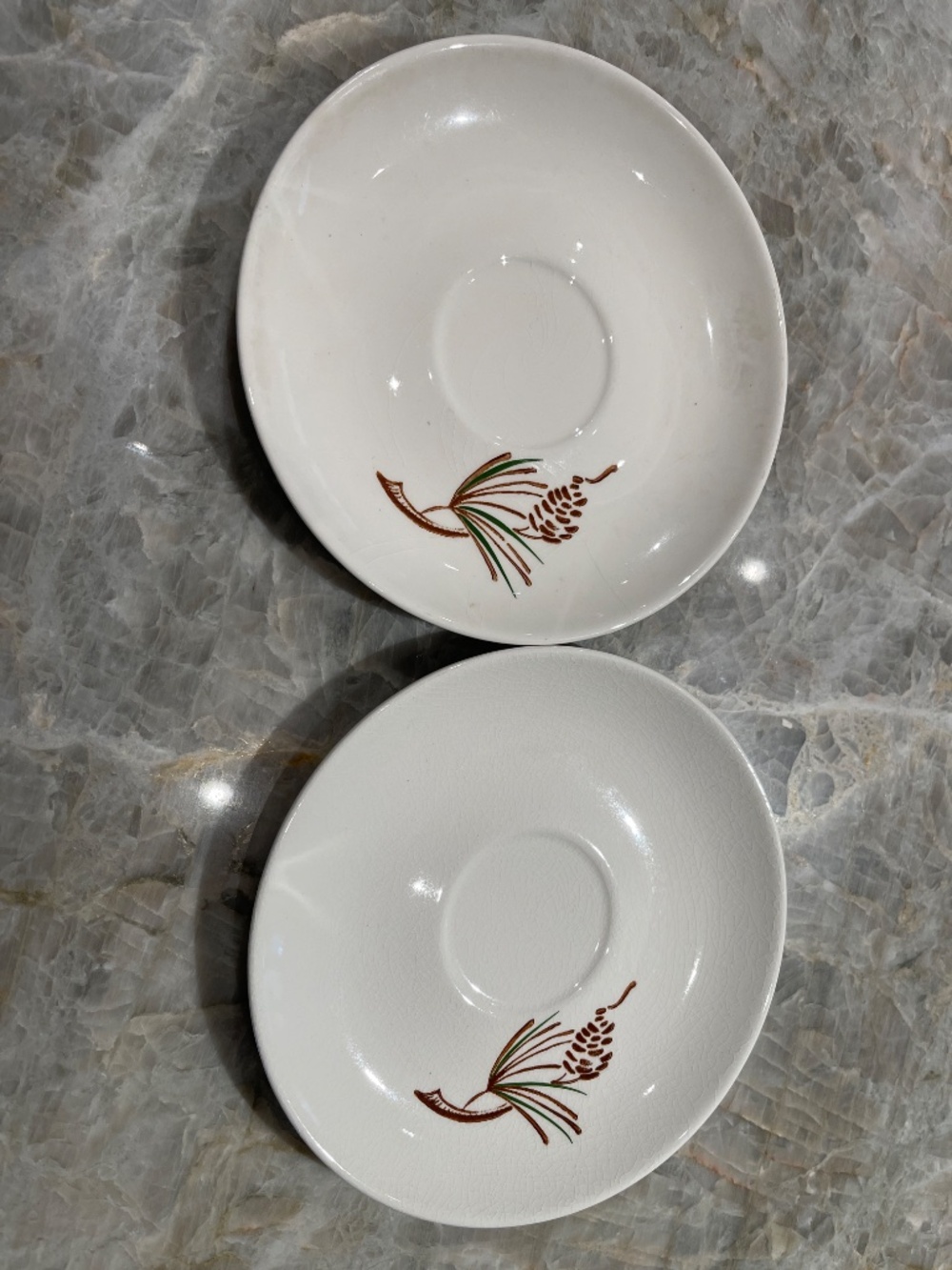 Stetson Marcrest~Vintage Misty Pine ovenproof hand painted underglaze saucers